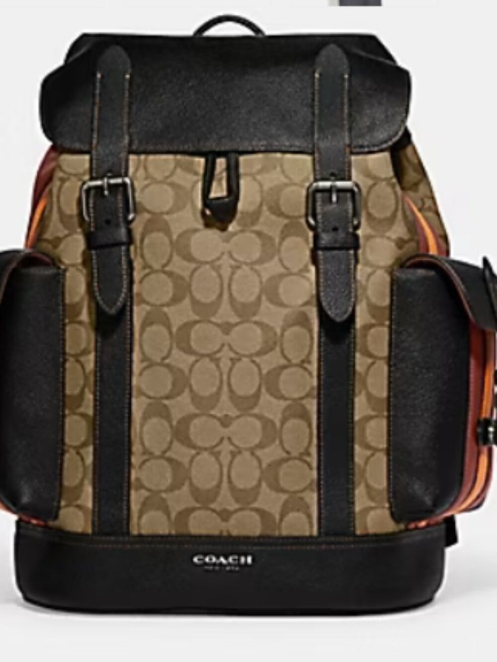 HUDSON BACKPACK IN SIGNATURE CANVAS WITH VARSITY STRIPE (COACH CB902)